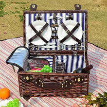 ZYBB Wicker Picnic Basket with Insulation Bag with Lid and Handles Picnic Basket Set for 4 People 46X31x20cm