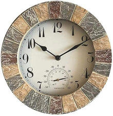 ZYBB Clocks Outdoor Moisture and Dustproof Outdoor Clocks for The Garden Wall Mounted with Temperature and Humidity