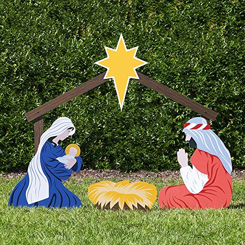 Outdoor Nativity Store Holy Family Nativity Scene - 3 Weatherproof Nativity Set Figures for Outdoor Christmas Decoration - Easy to Assemble & Store - Life-Size, Colorful