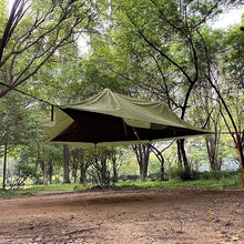 Camping Hammock Tent, Large Triangle Hammocks for 1-3 Persons-Portable Camping Hommock with Mosquito Net for Outside, Hiking Travel(Military Green)