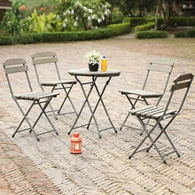 Balcony Table and Chair Set Outdoor Table And Chairs Set Balcony Cafe Leisure Table Set Household Iron Folding Garden Table And Chair Patio Furniture Bistro Table Set ( Color : Wood-1 Table-4 Chair )