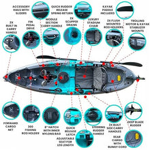 Reel Yaks 9.5ft Modular Fishing Kayak Cyan Gray