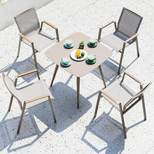 Balcony Table and Chair Set Villa Courtyard Leisure Table Chair Outdoor Garden Furniture Sets Garden Outdoor Waterproof Sunscreen Aluminum Alloy Furniture Bistro Table Set ( Color : A-4 chair-1.1m tab