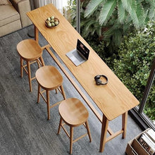 Bar Height Table Solid Wood Bar Table Home High, Modern Long Narrow, Suitable for Cafes, Balconies, Bars