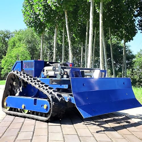 AIWEIYA 9HP Hybrid Remote Control Lawn Mower with Snow Plow, 55cm Cut, 2-15cm Height, 45° Slope, Zero Turn, Brushless Motor, All-Season Tracked Mower for Yard Farm Driveway