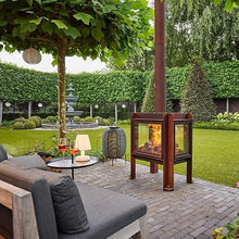 RB73 Fennek Wood Burning Outdoor Fireplace, 3mm CorTen Steel, Heat-Resistant Glass, two sizes to complement any outdoor living area. (80)