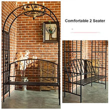 Garden Rose Arch with Bench, Metal Arbor Archway, Outdoor Patio Rose Trellis Pergola Climbing Plant Archway Tubular 114 cm Wide x 205 cm High, Black Garden Arbors and Arches Metal