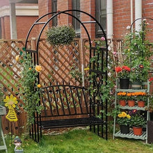 Gyken Garden Arch Trellis with Seat, Bench Support 560 lbs, Metal Arbor Archway, Weather Resistant, Outdoor Patio Plants Stand Climbing Plant