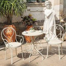 GLigeT Balcony Table and Chair Set Outdoor Courtyard Garden Balcony Table and Chair Set Retro Iron Garden Furniture Sets Coffee Shop Dining Table and Chairs Bistro Table Set (Color : White-Set)