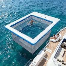 4M x 3M Portable Inflatable Yacht Pool, Inflatable Floating Ocean Sea Swimming Pool with Mesh Safety Barrier for Yacht Deck, Dock and Water Recreation