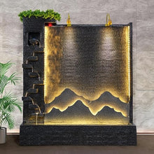 Outdoor Water Fountain with LED Light – Mountain View Decorative Water Feature for Garden, Patio, Yard, Balcony,Shop,Salon, Spa Decoration – Multi-Size Options Available