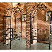 Gyken Garden Arch Arbor with Bench Seat, Large Garden Trellis, Heavy Duty Rose Arbour, Various Climbing Plant, Outdoor Wedding Backyard Decoration, Sturdy Weight Capacity 600 lbs