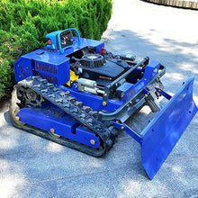 AIWEIYA 7.5HP Petrol Hybrid RC Lawn Mower with Snow Plow, 55cm Deck, 2-15cm Height Adjust, 45° Slope, Brushless Track Drive, All-Season Utility for Garden & Driveway