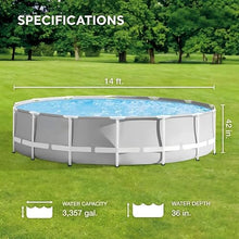 14ft x 42in Round Metal Frame Above Ground Swimming Pool with Pump, Gray