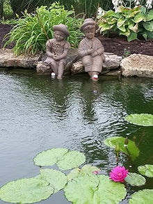 The Best Industries Fishing Boy & Girl Cast Stone Statues Classic Iron