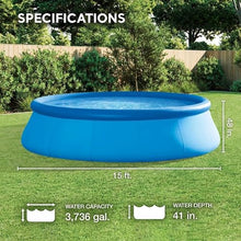 15ft x 48in Round Inflatable Above Ground Swimming Pool with Filter Pump