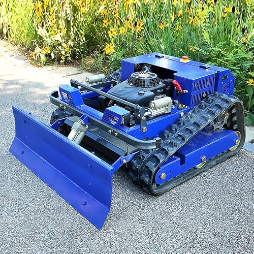 All-Terrain RC Lawn Mower with Snow Plow – 9HP Gas, 21.7" Cut, 800m Remote, 0.79-5.9" Height, 45° Climber – for Farm, Estate, Winter – Versatile Tracked Workhorse