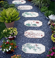 Etlegor Rectangle Garden Stepping Stones Set, New Chinese Style Stepping Stone Anti Slip Villa Paving Stones for Yard, Pathway, Landscaping (Color : 6PCS, Size : 45x27x2.5cm)