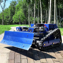 RC Lawn Mower with Plow Attachment – 7HP Petrol, 650m Remote, 48cm Deck, 2-13cm Height, 39° Slope, Self-Developed Circuit – for Garden, Farm, Snow Clearing – All-Season Tracked Tool
