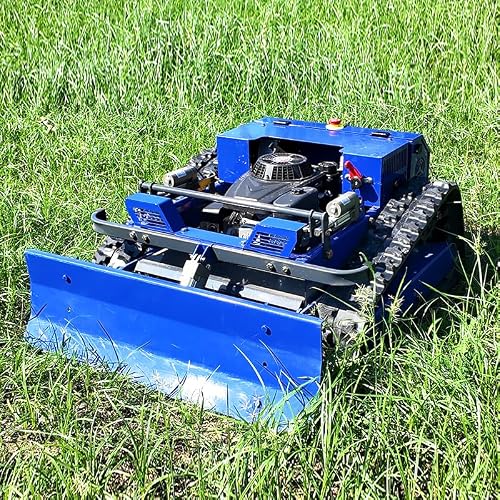 AIWEIYA 9HP Hybrid Zero Turn Remote Lawn Mower with Snow Plow, 55cm Deck, 2-15cm Electric Height, 45° Slope, Brushless Motor, All-Season Tracked Tool for Farm Estate