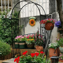 Garden Rose Arch with Bench, Metal Arbor Archway, Outdoor Patio Rose Trellis Pergola Climbing Plant Archway Tubular 114 cm Wide x 205 cm High, Black Garden Arbors and Arches Metal
