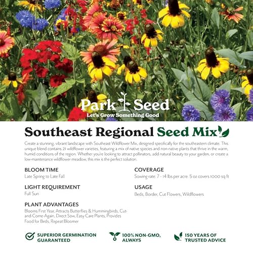 Park Seed Wildflower Garden Seeds Mixture Southeast Regional Mix 50 lbs