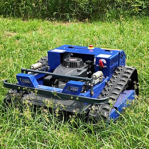 AIWEIYA 9HP Hybrid Remote Control Lawn Mower, 55cm Cutting Deck, 2-15cm Electric Height, 45° Slope, Zero Turn, Brushless Motor, Tracked All-Terrain Mower for Farm & Orchard