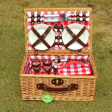 ZYBB Picnic Basket Wicker with Cutlery Insulation Bag Wine Glass Seasoning Bottle Large for 4 People 46X31x20cm