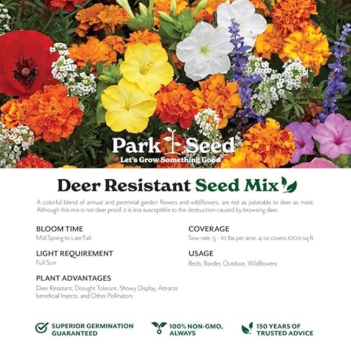 Park Seed Vibrant Annual and Perennial Wildflower Garden Seed Mixture 50 lbs Deer Resistant Mix