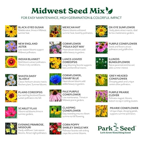Park Seed Wildflower Garden Seeds Mixture for Pollinators - Midwest Regional Mix, 25 lbs