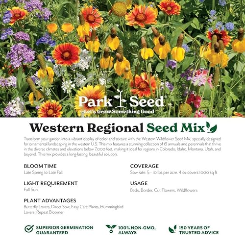 Park Seed Grow Your Own Wildflower Garden Seeds Mixture 25 lbs - Western Regional Mix