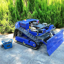 Petrol RC Tracked Mower with Plow – 7.5HP, 700m Remote, 21.7" Deck, 0.79-5.9" Adjust, 45° Slope, Brushless Motor – for Garden, Farm, Snow Clearing – All-Season Tool