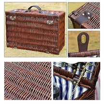 ZYBB Wicker Picnic Basket with Insulation Bag with Lid and Handles Picnic Basket Set for 4 People 46X31x20cm