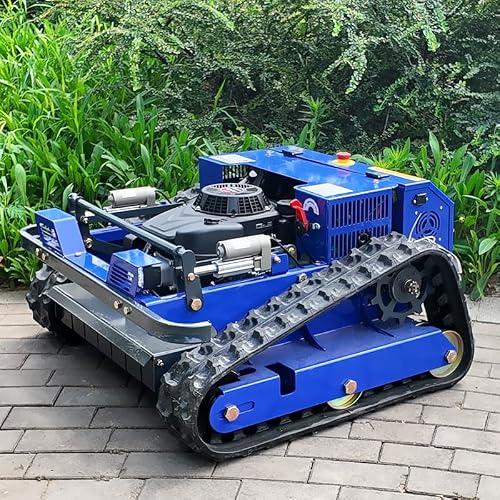 Wireless Control Lawn Mower – 6.5HP Petrol, 600m Remote, 46cm Cut, 2-12cm Height, 38° Slope, Ultra-Quiet Operation, Tool-Free Circuit Access – For Small Garden, Terrace, Slope – Easy-Use Tracked Mower