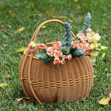 ASWRTYJO Imitation Vine Weaving Vegetable Basket Carrying Basket Picnic Basket Weaving Water Fruit Basket(E)